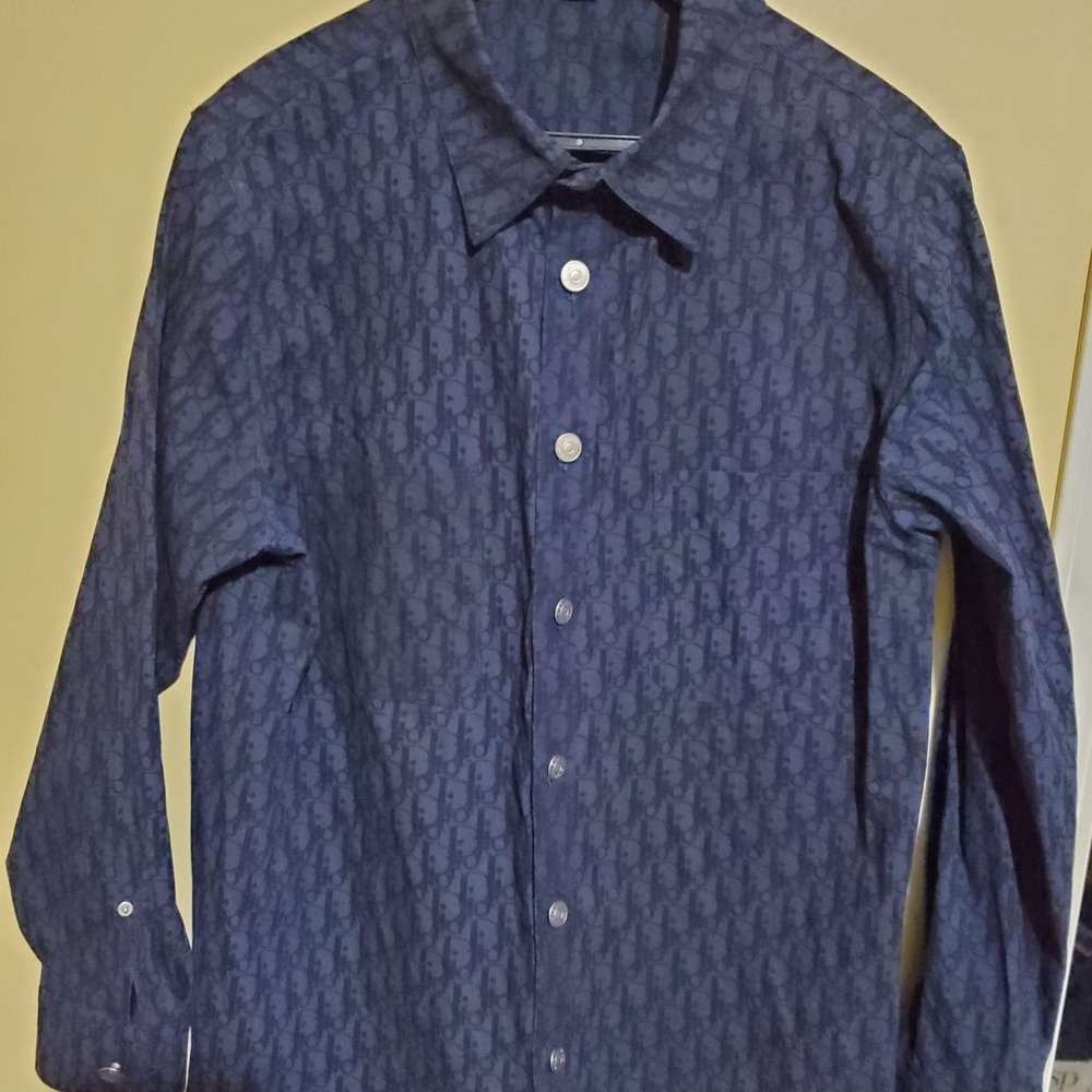 Vintage Dior Navy Patterned Button Down Shirt